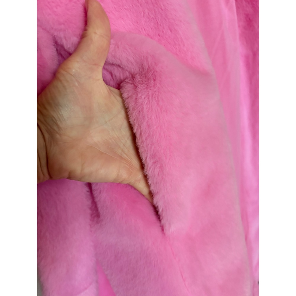 Victoria's Secret Pink Faux Fur Robe Shawl Collar Belted Pockets M/L‎ Loungewear - Picture 5 of 11